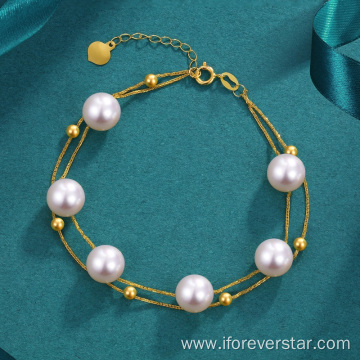Double Layered Pearl Bracelet 18k gold